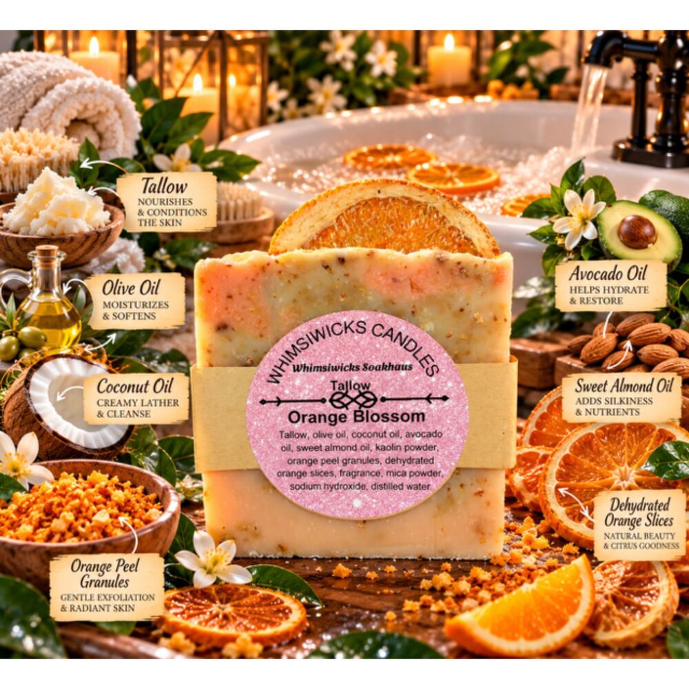 Handcrafted Orange Blossom Tallow Soap | Citrus Botanical Skin-Loving Bar